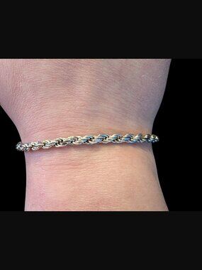 Aurafin 925 Sterling 4mm Solid Rope Chain Size 7.5" Bracelet